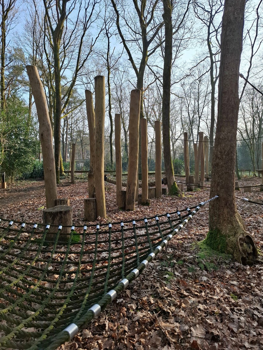 Klimspeeltuin in het bos aan de camping