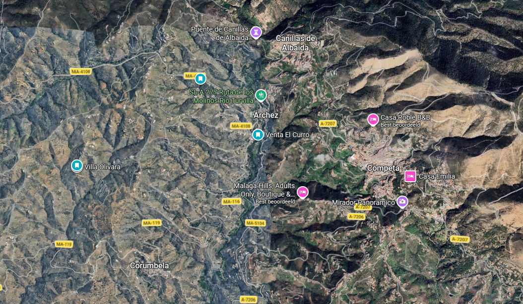 Omgeving Villa Olivara met Compéta, Archez en Canillas de Albaida